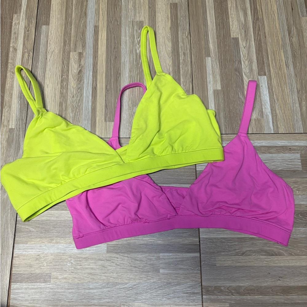 SKIMS Pink and Yellow Bralette Duo